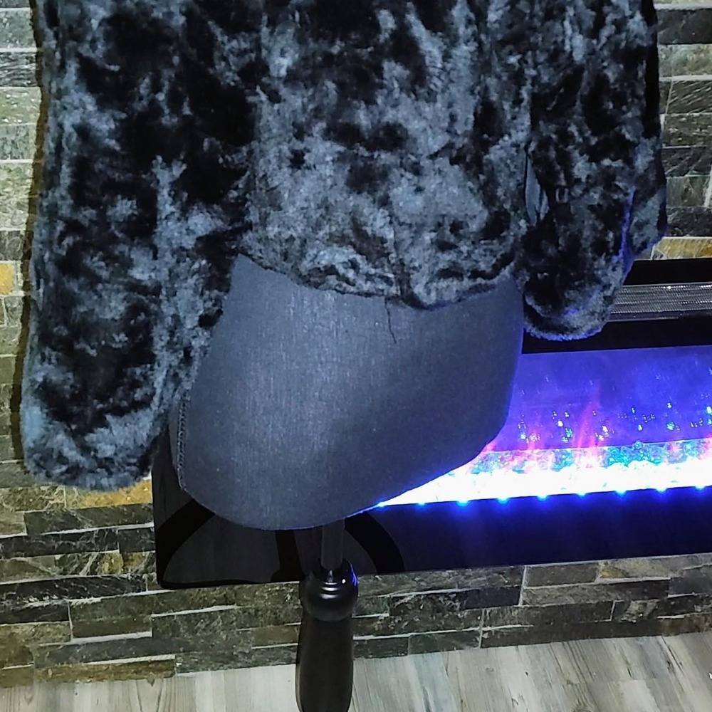 Black Faux Fur Bolero Jacket 3/4 length sleeves SIZE L